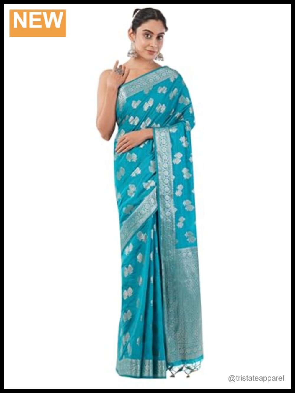 Banarasi Mango Silk Saree with Unstitched Blouse Piece Zari Border